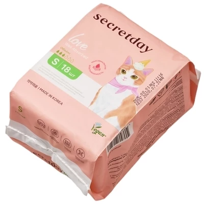Гигиенические прокладки хлопковые Secretday Love Well Absorbed размер S Корея 18шт-1}