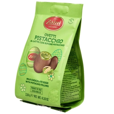 Яйца из молочного шоколада с фисташковым кремом Zaini Италия 118г-1}