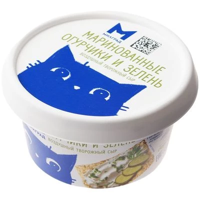 Творожный сыр Милград с маринованными огурчиками и зеленью 60% жир. 130г-0}