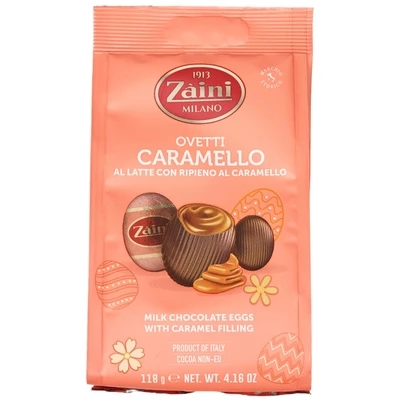 Яйца из молочного шоколада с начинкой со вкусом карамели и кристаллами морской соли Zaini Италия 118г-0}