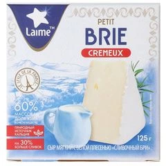Сыр мягкий с белой плесенью Сливочный Бри Laime 60% жир. 125г