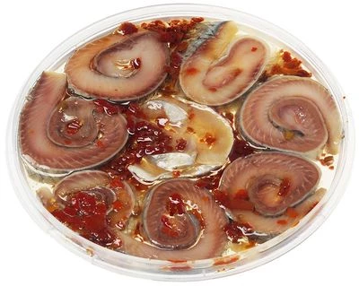 Рулеты из филе сельди Мадрид  в масле с пряностями и овощами 300г-1}