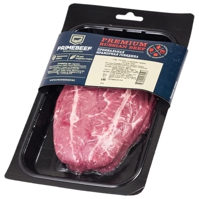 Стейк из мраморной говядины Топ-Блэйд Праймбиф 400г-1}