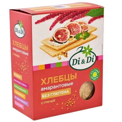 Хлебцы амарантовые с гречей Di&Di без глютена 195г -0}