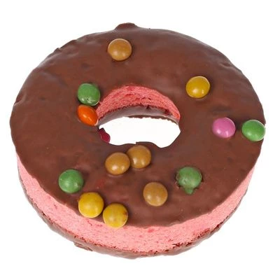 Кекс Papita Donut с какао-глазурью, клубничной начинкой и цветным
