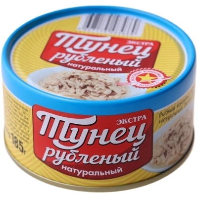 Тунец рубленый натуральный Вкусные консервы 185г-0}