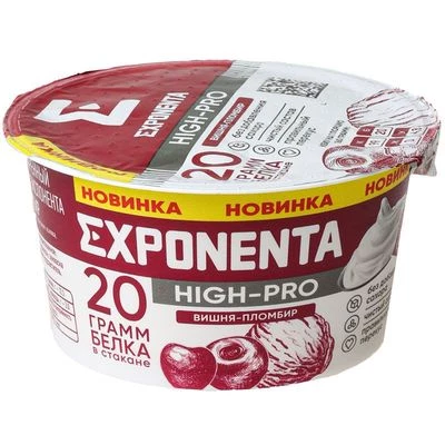 Продукт кисломолочный обезжиренный Exponenta high-pro вкусом Вишня-пломбир 160г-0}