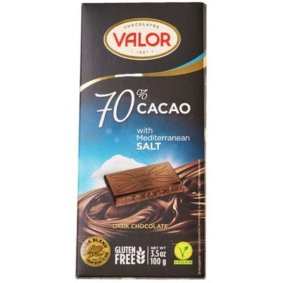 Шоколад горький Valor 70% со средиземноморской солью Испания 100г-0}