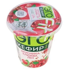 Кефирный продукт Эго Брусника, клюква, лен 2.9% жир. 300г