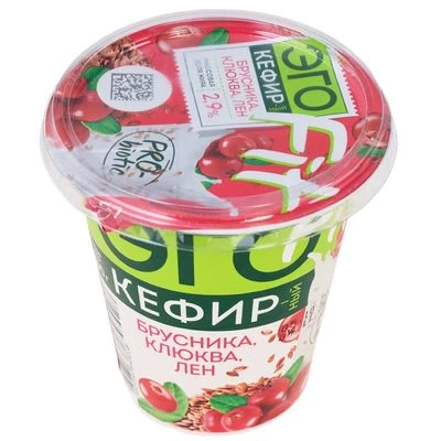 Кефирный продукт Эго Брусника, клюква, лен 2.9% жир. 300г-1}