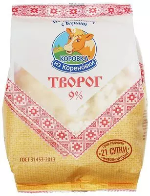 Творог Коровка из Кореновки 9% жир. 300г купить в Москве с доставкой на ...