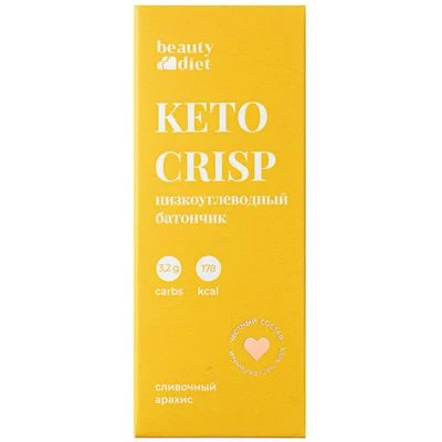 Батончик низкоуглеводный Keto Crisp с молочной начинкой и арахисом без сахара 35г-0}