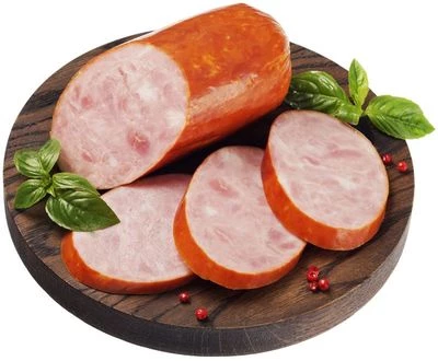 Колбаса варено-копченая Ветчинно-рубленая ~400г-0}