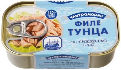Филе тунца в собственном соку Ультрамарин 120г-0}