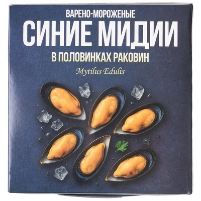 Мидии синие на половинке раковины 30/45 1кг-0}