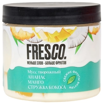 Мусс творожный Ананас-манго с кокосовой стружкой Fresco 120г РАСПРОДАЖА-0}