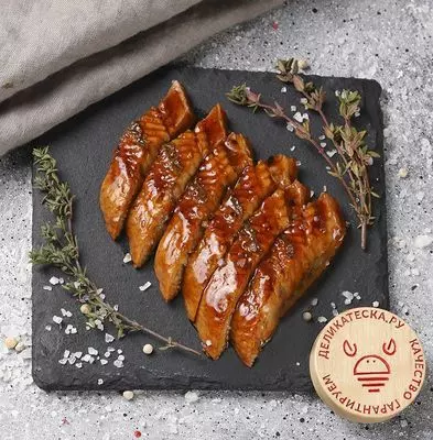 Угорь жареный на коже, ломтики в соусе Унаги от Шефа 80/30г - купить в ...