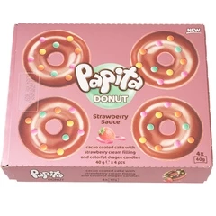 Кекс Papita Donut с какао глазурью, клубничной начинкой и цветным драже Бельгия 160г