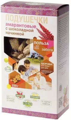 Подушечки амарантовые с шоколадом без фруктозы сахара глютена и дрожжей ...