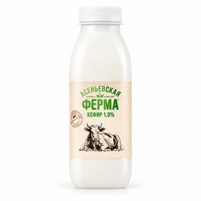 Кефир Асеньевская ферма 1% жир. 330г-0}