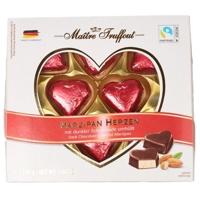 Набор конфет Marzipan Hearts в темном шоколаде с марципаном Германия 110-0}