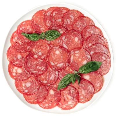 Колбаса сырокопченая полусухая Салями с брусникой нарезка Деликатеска 100г-0}