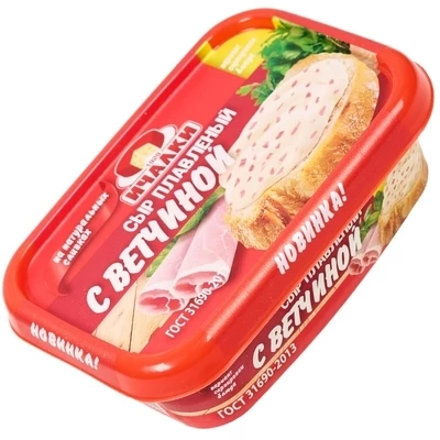 Сыр плавленый с ветчиной Ичалки 30% жир. 170г-0}