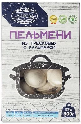 Пельмени из тресковых с кальмаром без сахара и консервантов 500 гр-0}