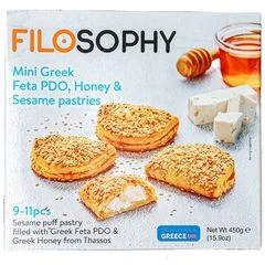 Пирожки из слоеного теста с сыром фета, медом и кунжутом Ioniki Греция 9-11шт