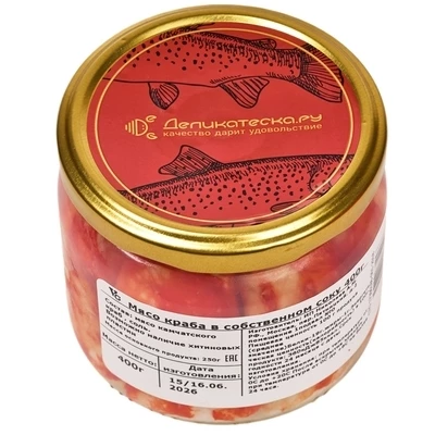 Мясо краба в собственном соку Деликатеска 400г-0}