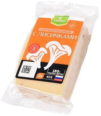 Сыр с лисичками Сармич 45% жир. 180г-0}