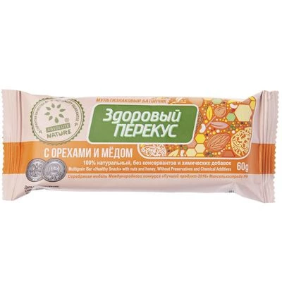 Батончик-мюсли Здоровый перекус ореховый с медом Absolute Nature 60г-1}