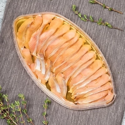 Горбуша дальневосточная слабосоленая филе-кусочки в масле Деликатеска 150г-0}