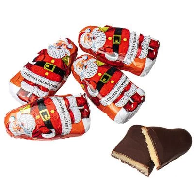 Шоколадные фигурки Дед Мороз с классической марципановой начинкой 100г-1}