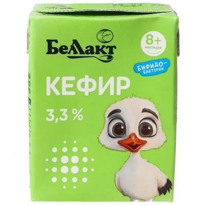 Кефир детский обогащенный бифидобактериями 3.3% жир. Беллакт Белоруссия 207г-0}