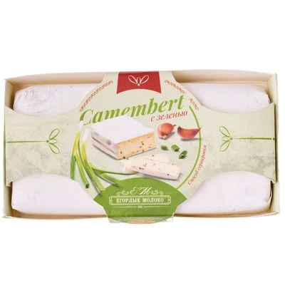 Мягкий сыр с белой плесенью Камамбер с зеленью 50% жир. Егорлык 125г -0}