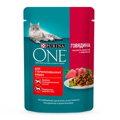 Влажный корм для стерилизованных кошек Purina One Говядина с морковью 75г