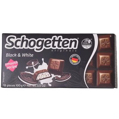 Шоколад молочный Schogetten Black&White с кусочками печенья Германия 100г -0}