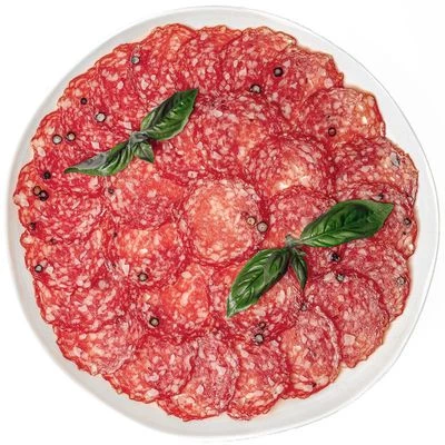 Колбаса сырокопченая полусухая Салями с перцем нарезка Деликатеска 100г-0}