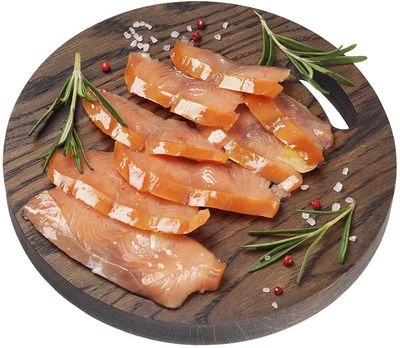 Кета подкопченная с укропом и чесноком в масле филе-ломтики 180г-0}