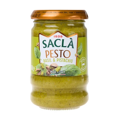 Соус Песто с базиликом и фисташками Sacla Италия 190г-0}