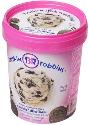 Мороженое Баскин Роббинс Сливки с печеньем 1л-1}