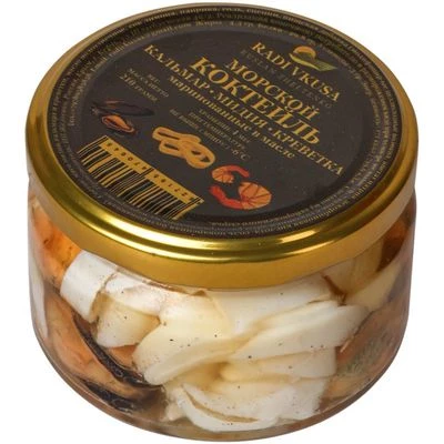 Морской коктейль кальмар, мидия, креветка в масле 210г-0}