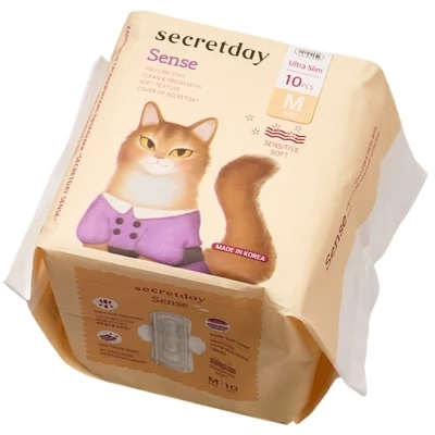 Гигиенические прокладки хлопковые Secretday Sense размер М Корея 10шт-1}