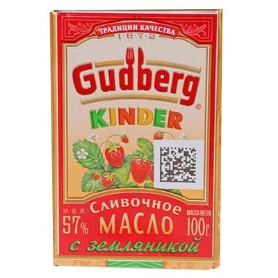 Масло сливочное десертное Gudberg с земляникой 57% жир. 100г-1}