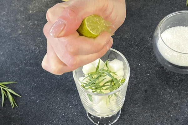 Добавить сок лайма и тархун.
