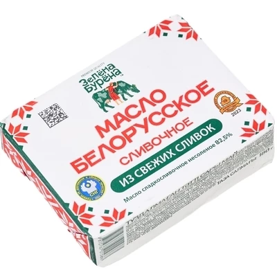Масло сладко-сливочное несоленое Зелёна Бурёна 82.5% жир. 180г-1}