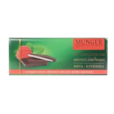 Лепестки из темного шоколада Мята-клубника Munger 160г -0}