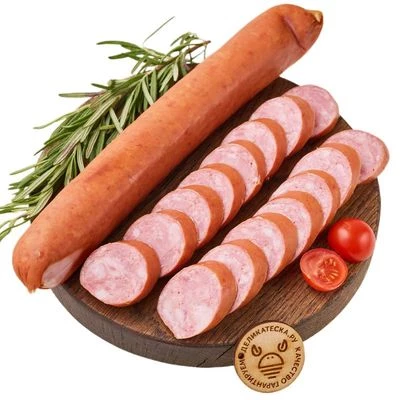 Колбаса варено-копченая домашнего копчения Деликатеска 450г-0}