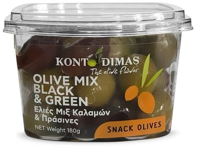 Микс оливок зеленых и Каламата с косточкой Kontodimas Греция 180г-0}